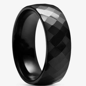 Size 9 1/4 Men’s black ceramic faceted ring